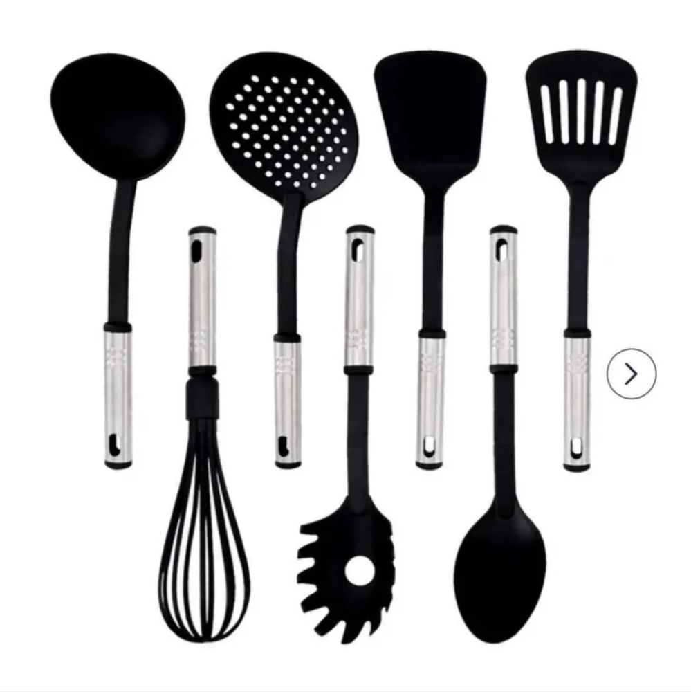 Stainless Steel and Black Cooking Utensil Set